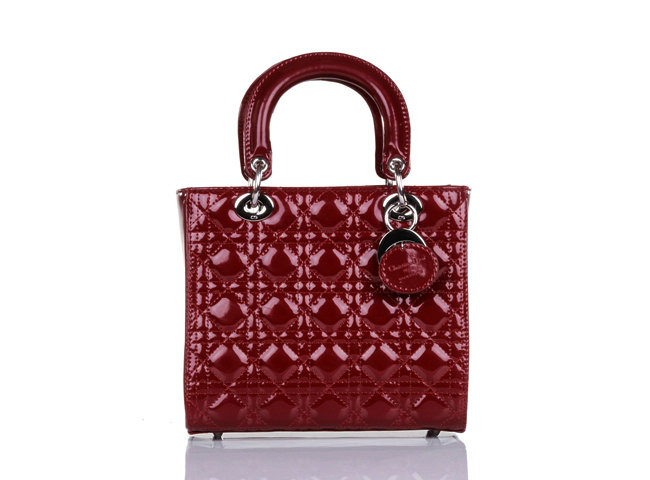 lady dior patent leather bag 6322 winered with silver hardware